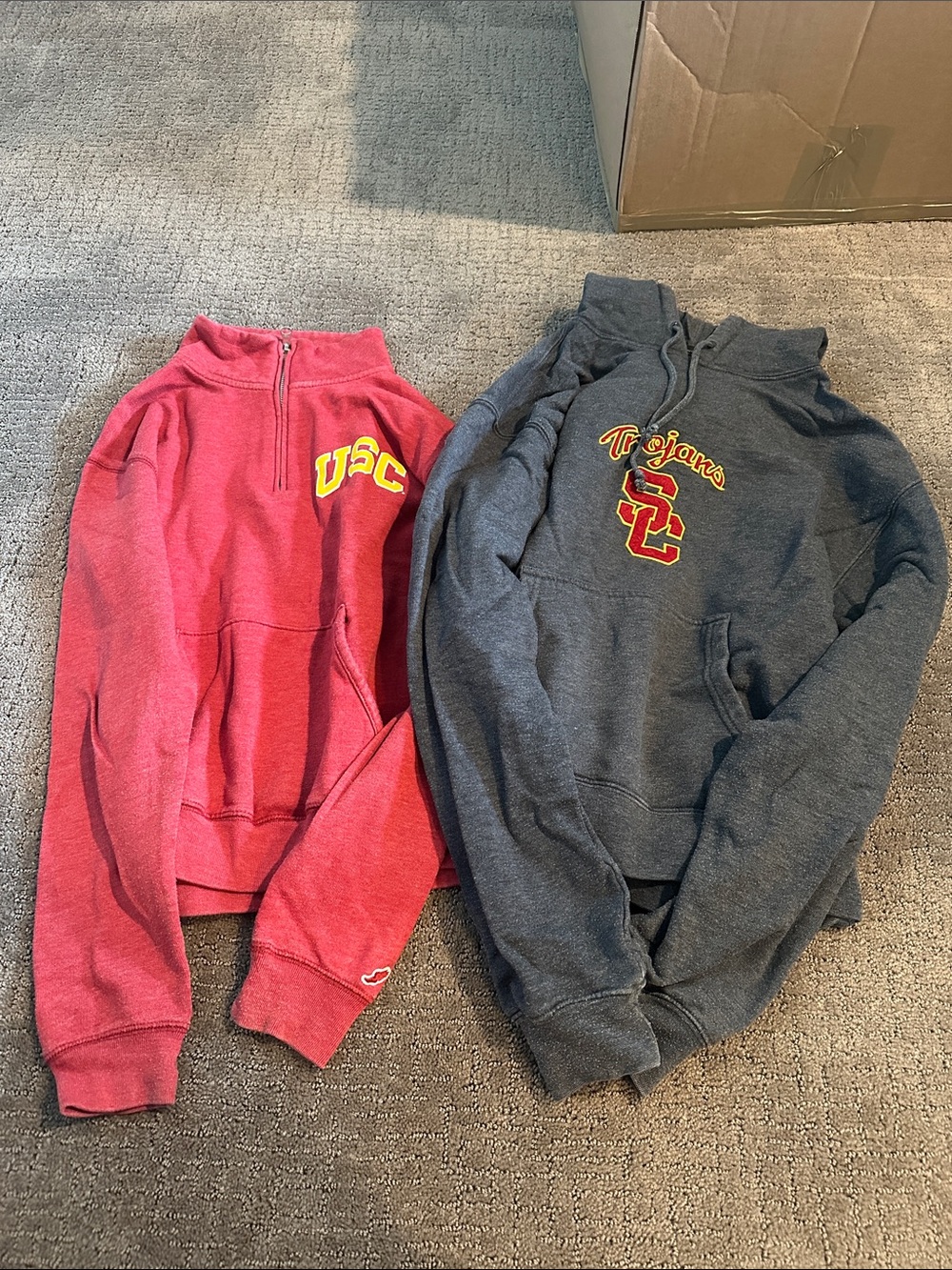 Women’s USC Trojans Red Half-Zip and Gray Hoodie